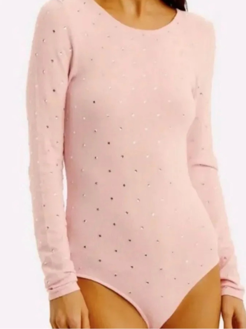 NWT RONNY KOBO Chani Pink Embellished Long-Sleeve Bodysuit